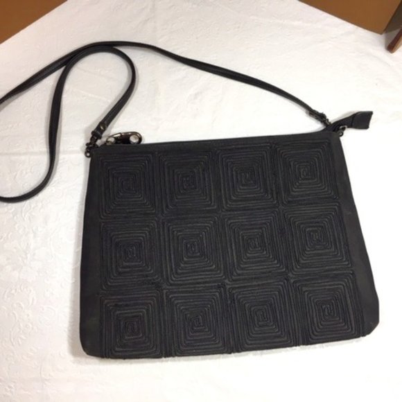 Naturalizer Black Geometrically Designed Crossbody Shoulder Bag - Picture 1 of 11